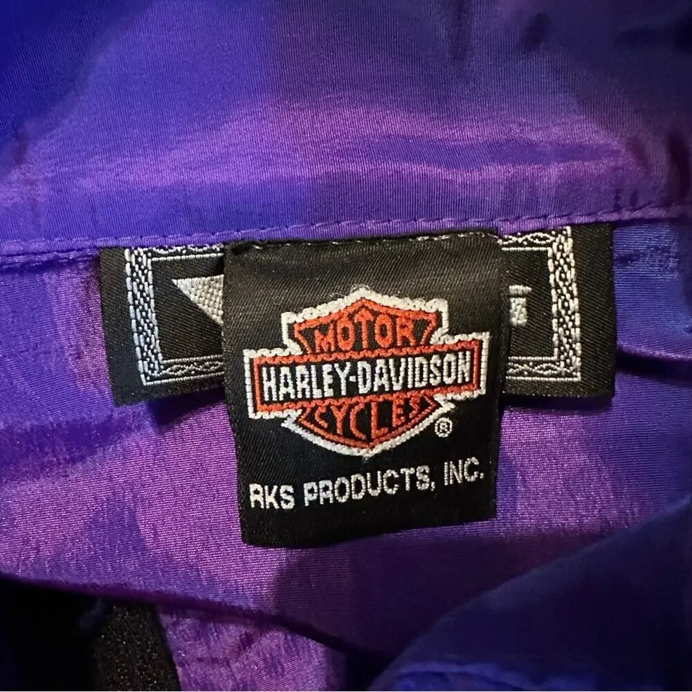 Vintage Harley Davidson Purple Jacket &‎ Pants Nylon Track Set Sz 2XL